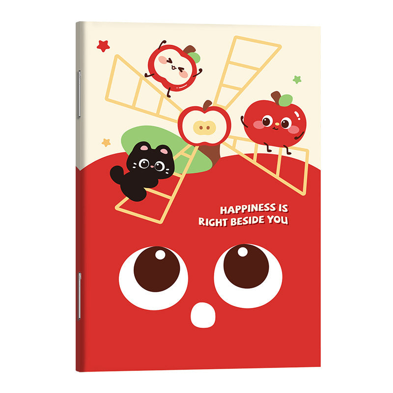 ins卡通苹果100k骑钉本学生可爱记事本手账文具笔记本小本手帐Cartoon Apple 100k Ring-Bound Student's Cute Notebook, Planner, Stationery, Small Notebook, Planner