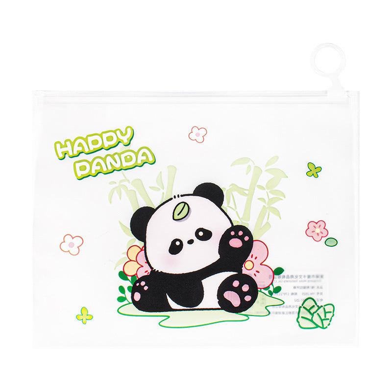 MOKA魔卡卡通指环拉链pvc拉边袋学生透明防水收纳袋办公文具MOKA Magic Card Cartoon Ring Zipper PVC Pouch—Transparent Waterproof Storage Bag for Students and Office Supplies