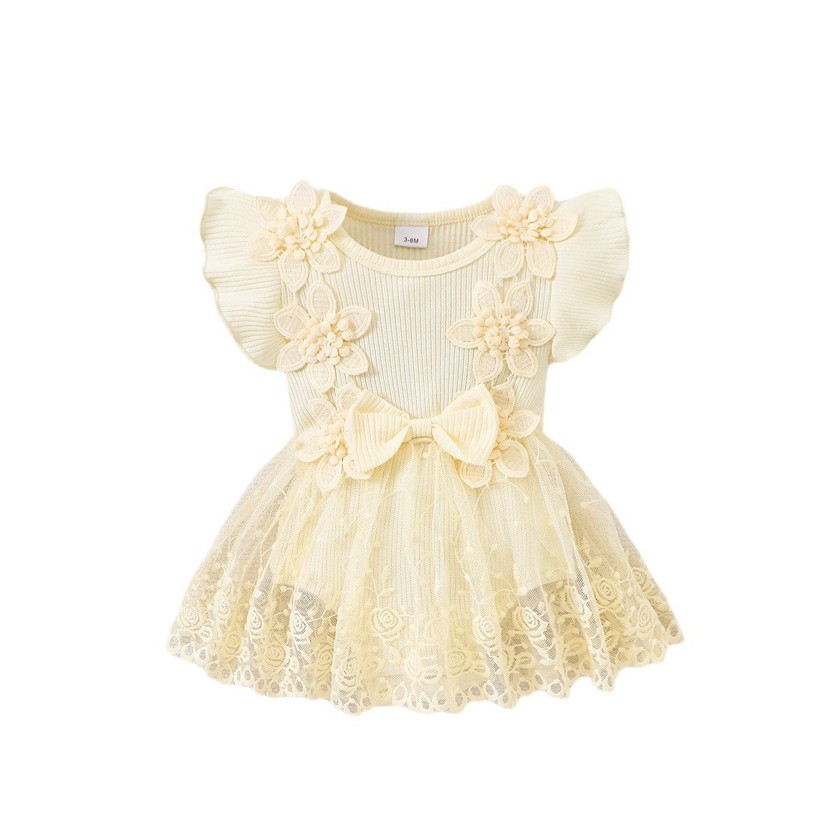 婴幼女童花朵哈衣新生儿蕾丝网纱哈裙连体衣Floral Rompers for Infants and Toddler Girls; Lace Tulle Skirt Rompers for Newborns
