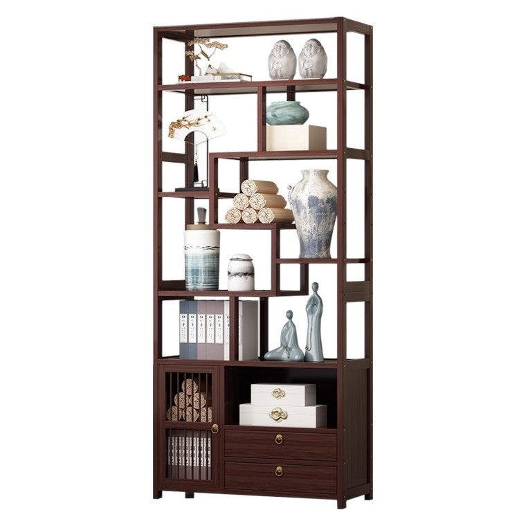 新中式博古架多宝阁 实木置物架客厅隔断展示柜古董摆件架New Chinese-style display cabinet, multi-shelf cabinet; solid wood shelving unit, living room room divider, display cabinet, antique ornament stand