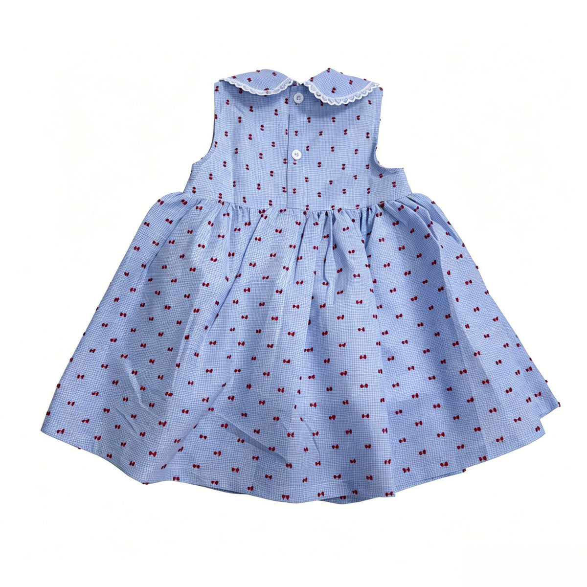 森系女童格子打揽时尚连衣裙夏季无袖棉布植绒公主裙 Forest-Style Girls' Checkered Wrap-Style Fashion Dress: Summer Sleeveless Cotton Flocked Princess Dress