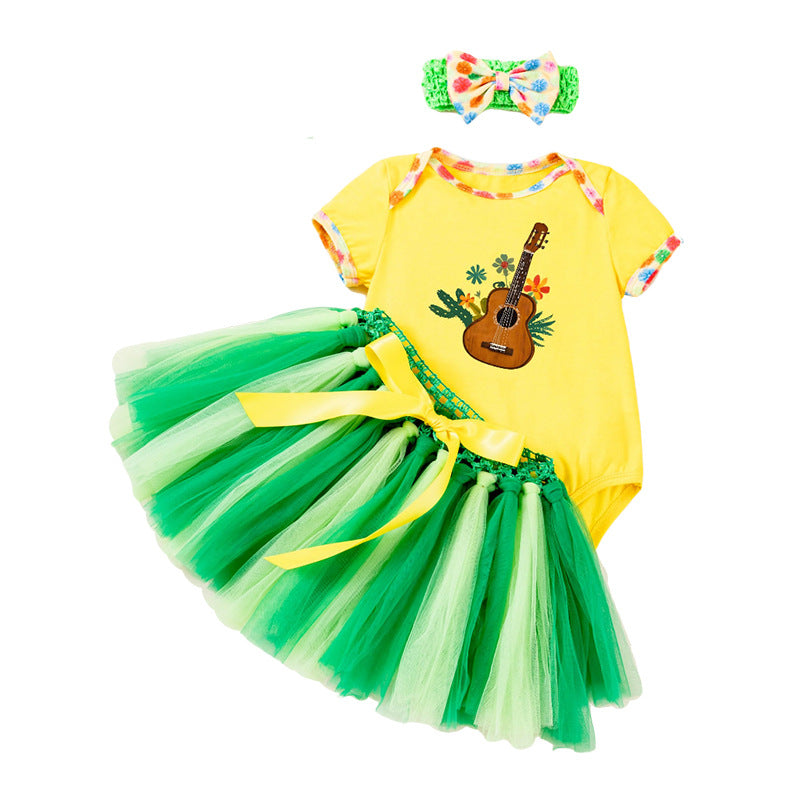 美国独立日狂欢节女宝宝服饰条纹吊带T恤蓝色星星PP裤套装派对服Independence Day Carnival Baby Girl Outfit: Striped Tank Top and Blue Star-Printed Shorts Set—Party Outfit