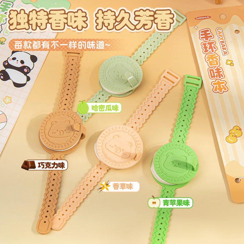 创意儿童手环香味便签空白小本子卡皮巴拉记事本便签本可撕Creative Kids' Wristband-Scented Sticky Notes, Blank Notebook, Capybara-Themed Notepad, Tear-Off Sticky Notes