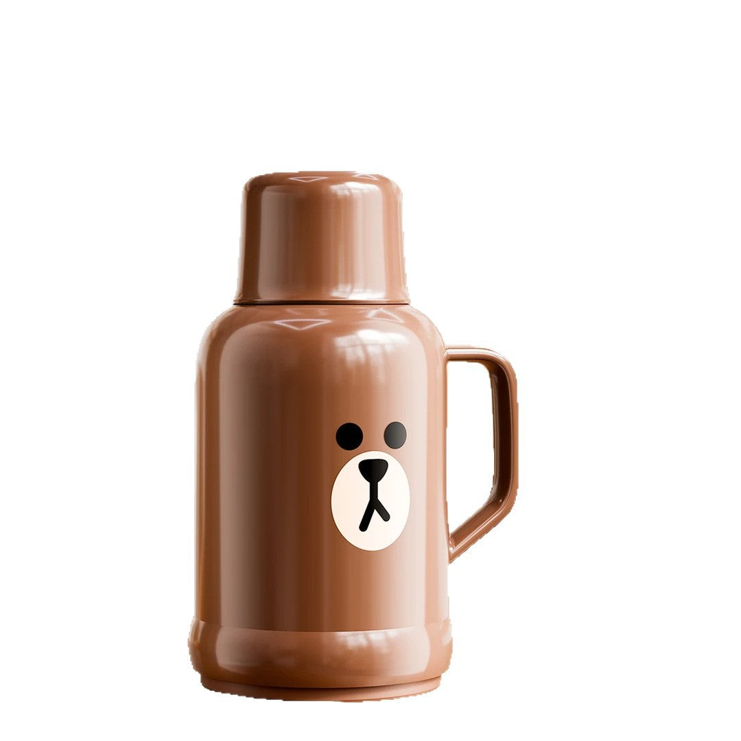 捷安玺热水瓶LINEFRIENDS联名保温壶布朗熊玻璃内胆学生暖水壶LINEFRIENDS Collaboration Thermos: Brown Bear Glass-Lined Student Thermos
