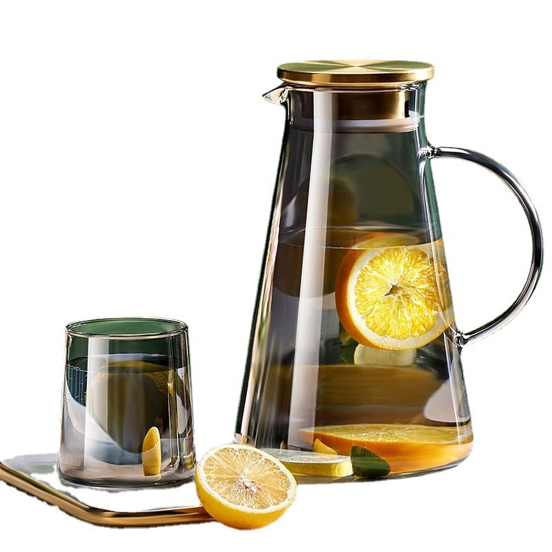玻璃耐高温凉水杯果茶壶大容量冰水壶凉茶壶套装家用凉水壶冷水壶High-Temperature-Resistant Glass Water Cup, Fruit Tea Pot, Large-Capacity Ice Water Pitcher, Herbal Tea Pot Set, Household Water Pitcher, Cold Water Pitcher