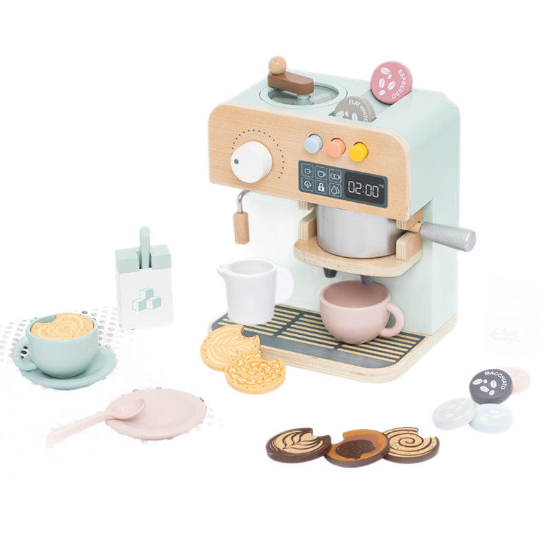 儿童红色复古仿真咖啡机男孩女孩过家家厨房小家电咖啡机套装Children’s Red Retro-Style Toy Coffee Machine – Pretend Play Kitchen Appliance Set for Boys and Girls