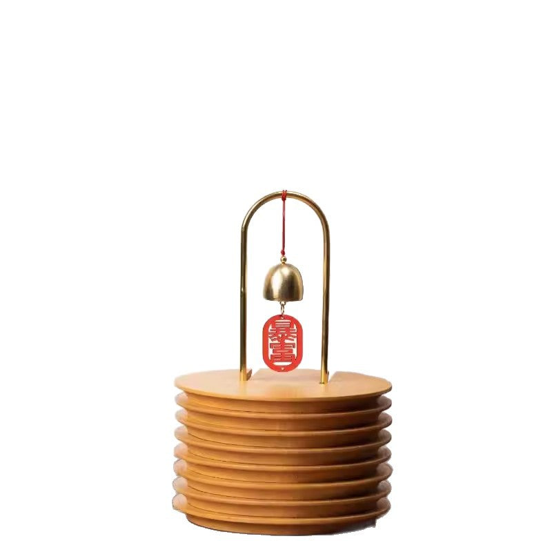 圆盘风铃款黑胡桃木餐桌隔热垫防烫高颜值实木茶杯垫餐垫套装收纳Round Wind Chime-Style Black Walnut Dining Table Coaster Set: Heat-Resistant, Stylish Solid Wood Teacup Coasters and Placemats with Storage