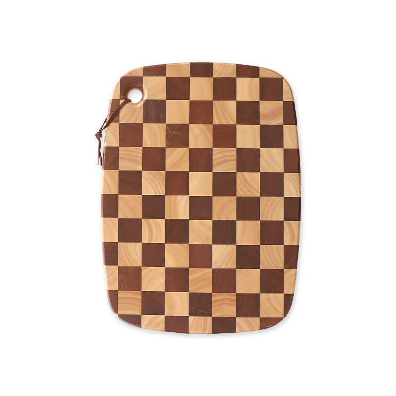 家逸棋盘格料理板（椭圆）KAYI Cutting Board Oak Chopping Board Serving Board Checkerboard Solid Wood Large Size