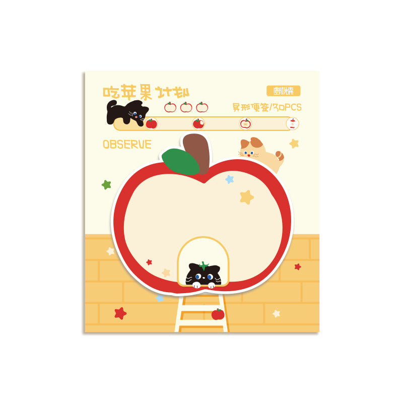 卡通办公便携贴纸手写ins风便利贴苹果n次贴学生用可爱创意便签纸Cartoon-Style Portable Office Stickers, Handwritten Instagram-Style Post-its, Reusable Apple-Themed Stickers, Cute and Creative Note Papers for Students