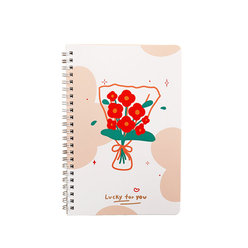 MOKA小清新花朵线圈本本子笔记本横线内页高颜值学生用记事本 MOKA Fresh and Cute Floral Spiral Notebook with Lined Pages—Stylish Student Notebook