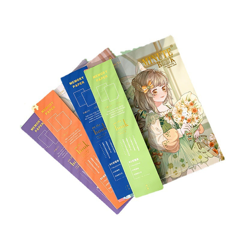 B5精装本卡通少女可爱高颜值笔记本护眼无线胶装本封腰记事本B5 Hardcover Notebook: Cute, High-Quality Cartoon Girl Design, Eye-Friendly, Wireless Stitch Binding, with Waistband, Notepad