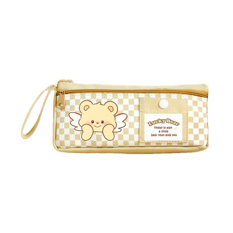 可爱小熊文具袋学生大容量创意笔袋高颜值可爱铅笔收纳文具盒Cute Bear Stationery Pouch: Large-Capacity Creative Pencil Case for Students—Stylish and Adorable Pencil Organizer