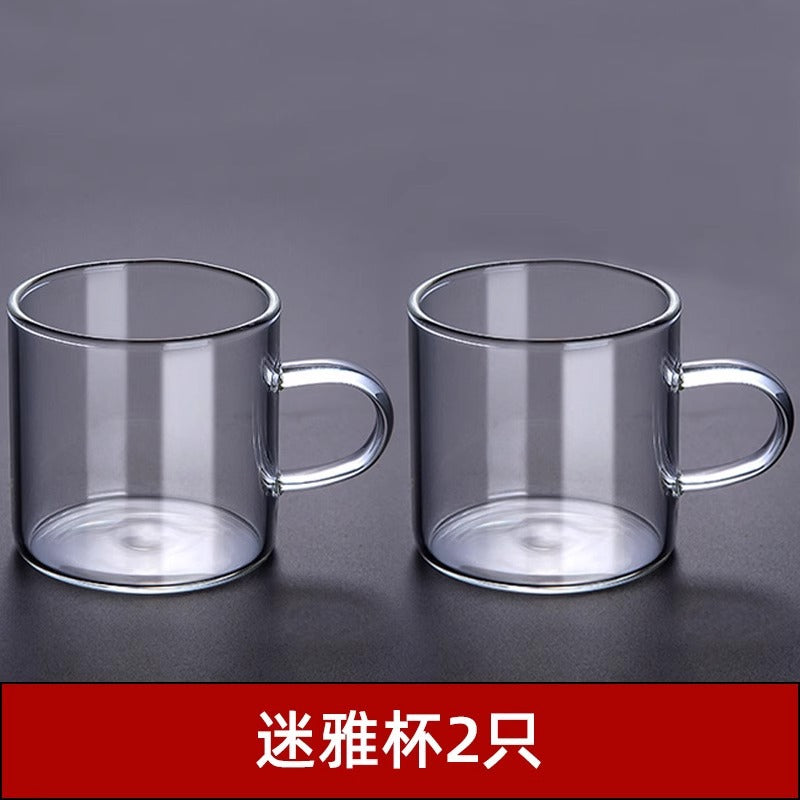 玻璃小茶杯功夫主人杯单杯茶具品茗杯套装耳杯透明带把小杯子Small Glass Tea Cups, Kung Fu Master Set, Single-Cup Tea Set, Tea Tasting Cup Set, Ear Cups, Transparent Small Cups with Handles