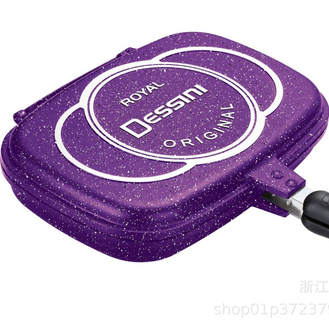 定制OEM双面无烟不沾烤盘煎盘牛排烤肉锅royal dessini压铸铝锅Customised OEM double-sided smokeless non-stick baking tray, frying pan, steak and barbecue pan – ‘Royal Dessini’ die-cast aluminium pan