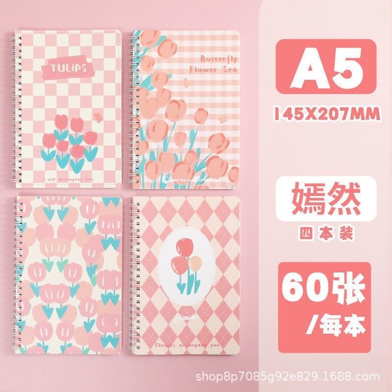 A5高颜值油画风景清爽线圈本可爱手账本学生文具实用奖品留言记事A5 High-Quality Oil Painting Landscape Refreshing Spiral-Bound Notebook: Cute Planner, Student Stationery, Practical Giveaway, for Notes and Messages