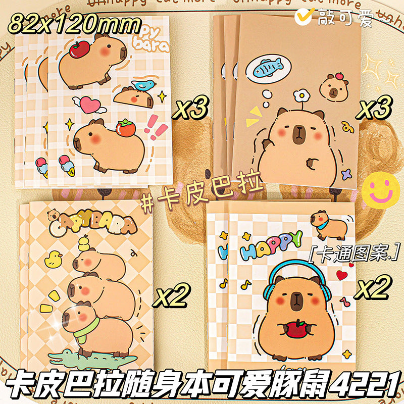 卡皮巴拉骑马订随身笔记本可爱便携小本子小学生奖品小礼物 Capybara Saddle-Stitched Notebook—Cute and Portable Little Notebook, Prize or Small Gift for Elementary School Students