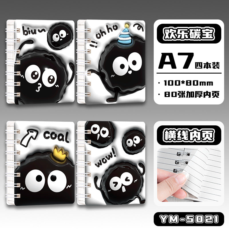 学校采购文具笔记本办公便携本子可爱A7碳宝迷你小线圈本School Supplies: Stationery, Notebooks, Portable Office Notebooks, Cute A7 Carbon Mini Spiral Notebooks