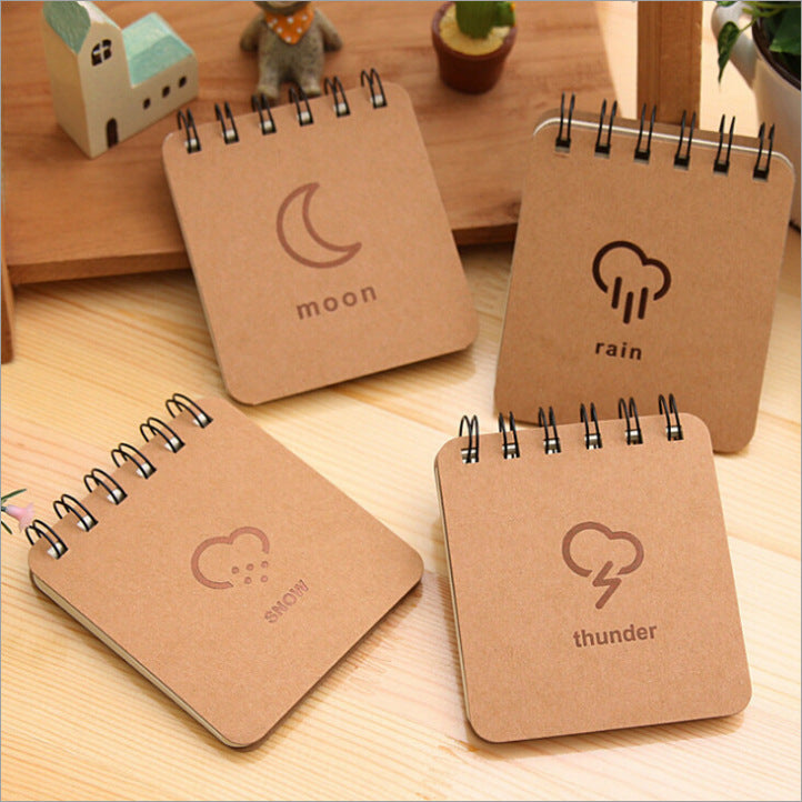 创意韩国文具黑色烫金胡子线圈本笔记涂鸦记事便签小本子Creative Stationery: Black Hot-Stamped Mustache Spiral-Bound Notebook for Sketching, Notes, and Sticky Notes