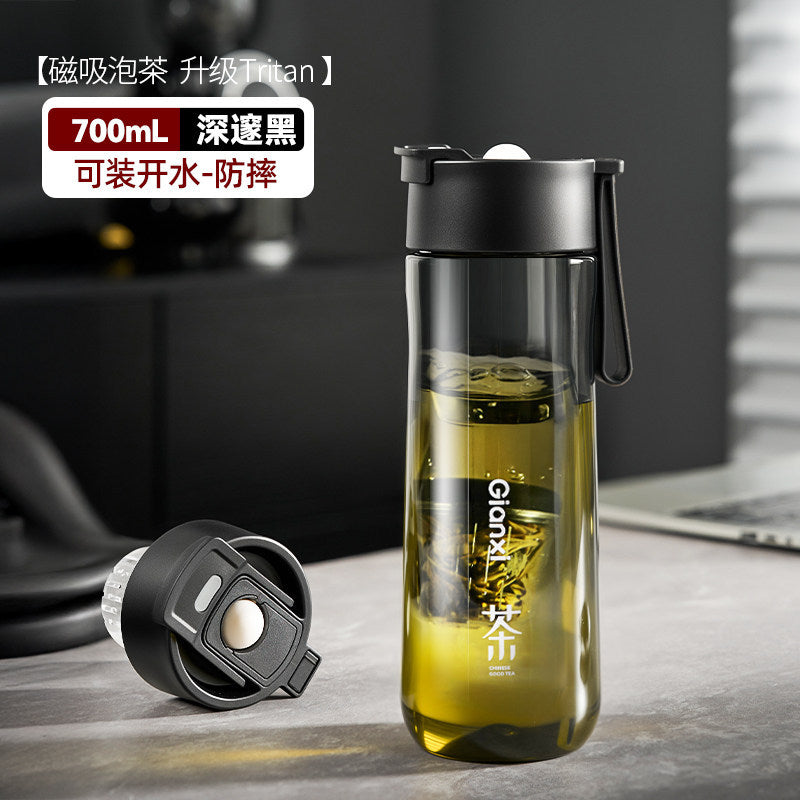 GIANXI捷安玺磁吸泡茶杯茶水分离Tritan泡茶杯大容量车载塑料杯GIANXI Magnetic Tea Cup with Tea-Water Separation, Tritan Tea Cup, Large-Capacity Plastic Car Cup