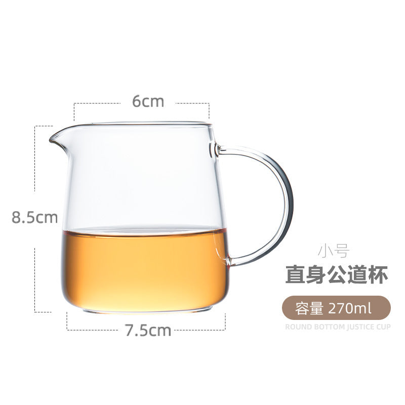 天喜公道杯加厚耐热玻璃公杯高档茶具套装四方茶壶一体茶漏分茶器 Gongdao Cup Thickened Heat-Resistant Glass Tea Set—High-End Tea Set with Square Teapot, Built-in Tea Strainer, and Tea Divider