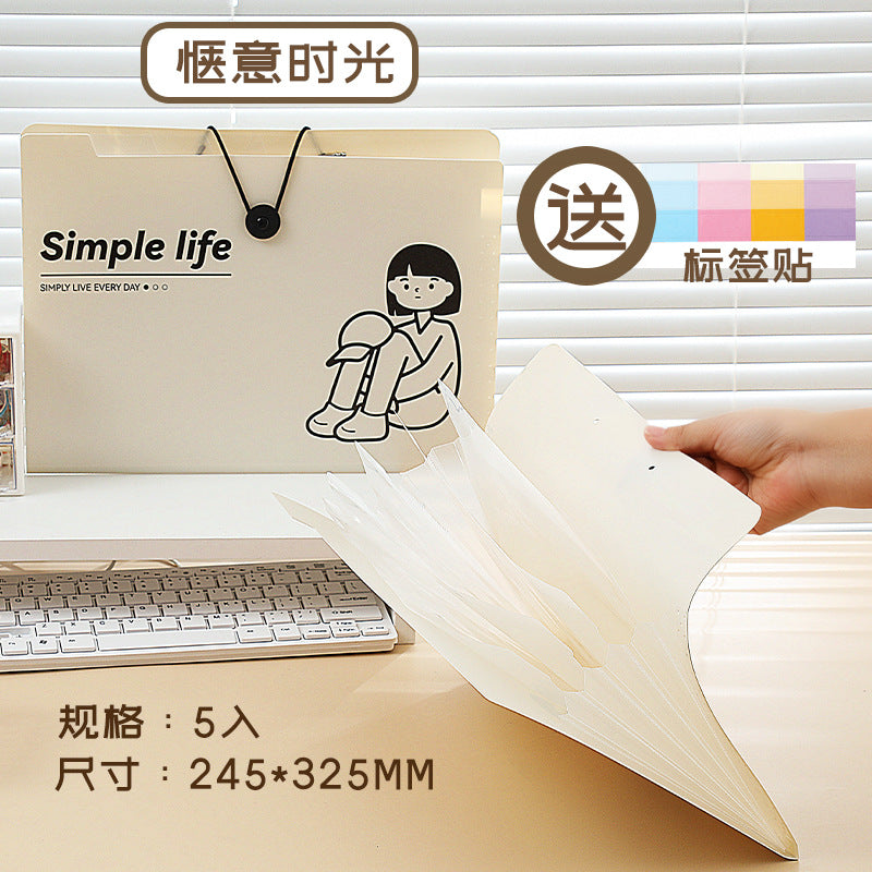 MOKA简生活系列5入8入12入搭扣文件夹PP多层A4文件袋收纳袋风琴包MOKA Simple Living Series 5-Pack, 8-Pack, and 12-Pack Snap-Closure Folders, PP Multi-Pocket A4 Document Bags, Storage Bags, Accordion-Style Bags