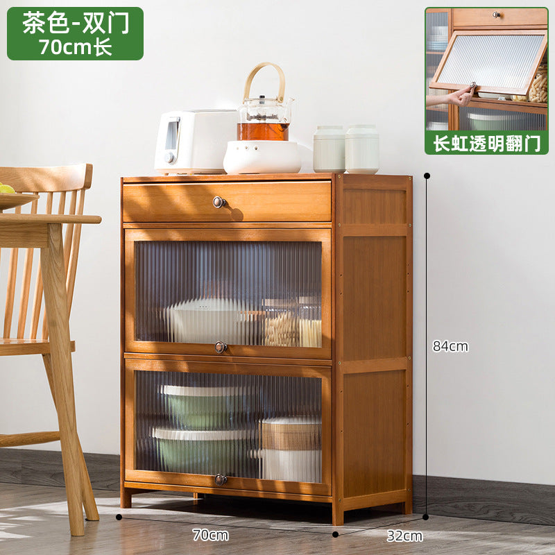 楠竹餐边柜厨房柜子储物柜置物柜家用备餐收纳柜原木风客厅茶水柜Nan Zhu Sideboard, Kitchen Cabinet, Storage Cabinet, Shelving Unit, Home Food Preparation Storage Cabinet, Rustic-Style Living Room Tea Cabinet