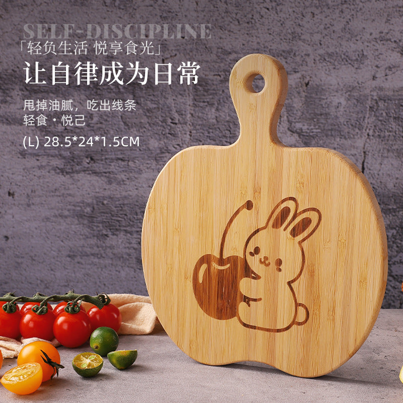 家逸萌兔樱香辅食板-L KAYI Bamboo Cutting Board Food Serving Board Apple Board Large Size