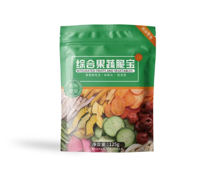 综合果蔬脆水果干脱水蔬菜干香菇脆包装整箱散货即食零食果干批发Assorted fruit and vegetable crisps, dried fruit, dehydrated vegetables, crispy shiitake mushrooms – available in full cartons or loose, ready-to-eat snacks, dried fruit wholesale