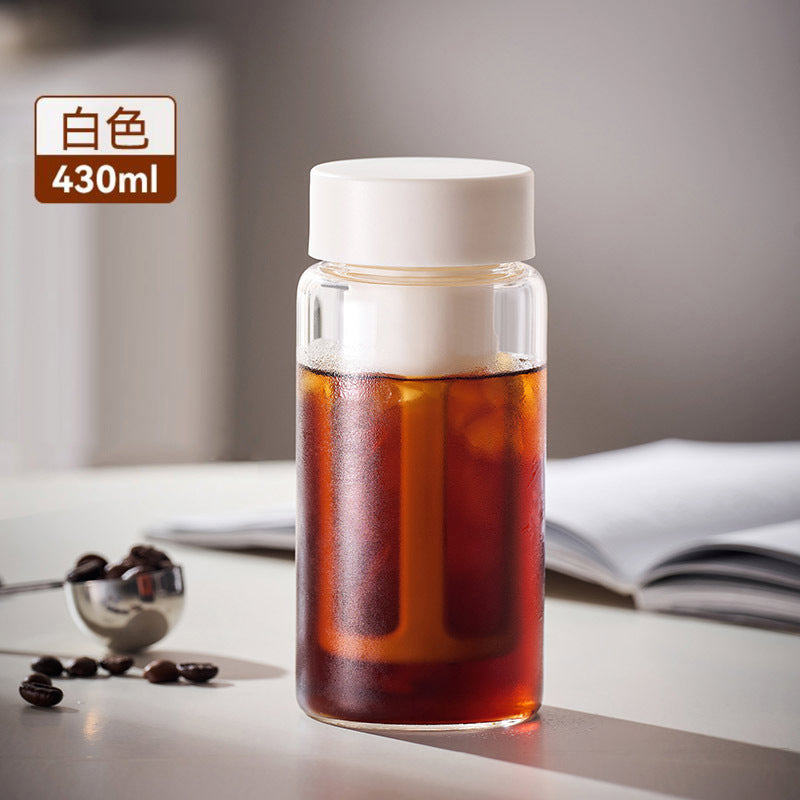 便捷随行杯新款玻璃咖啡茶叶冷萃杯高硼硅玻璃冷泡水杯美式咖啡杯Convenient Travel Mug—New Glass Coffee and Tea Cold Brew Cup, High-Borosilicate Glass Cold Brew Cup, American Coffee Cup