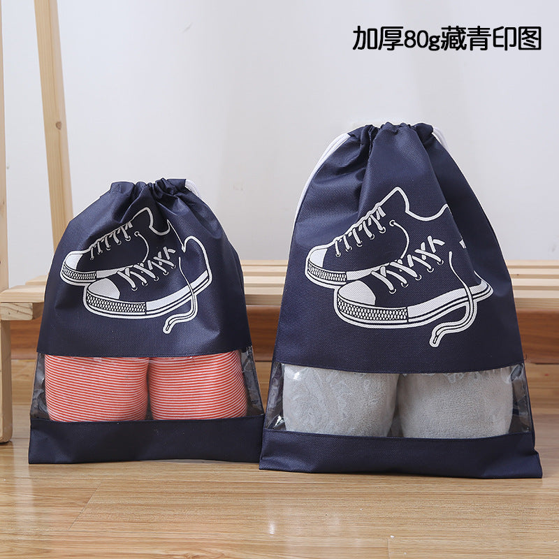 OEM鞋子收纳袋加厚无纺布防水鞋袋贴牌烫标旅行收纳鞋袋OEM shoe storage bags: thickened non-woven fabric, waterproof shoe bags, private label, hot-stamped labels, travel shoe storage bags