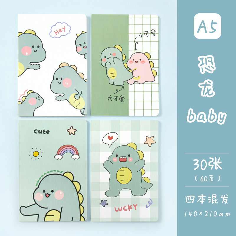 记事本可爱卡通学生用品作文本创意图案A5车线本子笔记本Notebooks: Cute Cartoon Student Supplies, Creative Design A5 Stitched Notebooks