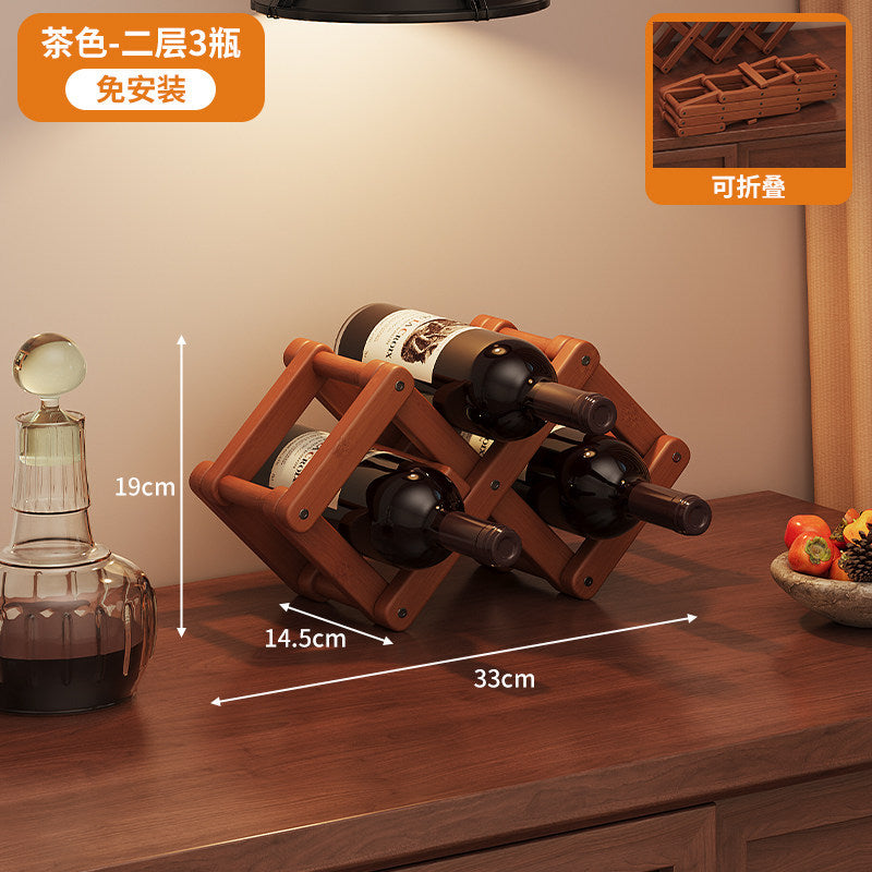 桌面简易红酒架楠竹置物架免安装格子葡萄酒架摆件酒柜红酒展示架Simple Desktop Wine Rack, Nanmu Bamboo Shelving Unit, No Assembly Required, Grid-Style Wine Rack, Decorative Item, Wine Cabinet, Red Wine Display Stand
