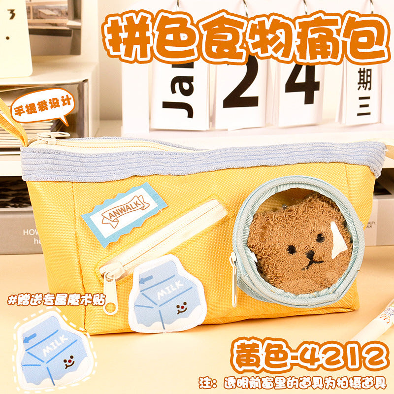 吧唧食物痛包笔袋创意高颜值学生大容量多功能文具袋学习收纳笔袋“Munch” Food-Themed Cute Pencil Case: Creative, Stylish, Large-Capacity, Multifunctional Student Stationery Pouch for Study and Organization