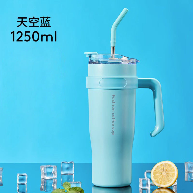 巨无霸保温杯大容量冰霸杯304不锈钢水杯女男生吸管杯子Giant Insulated Cup, Large-Capacity Ice-Keeping Cup, 304 Stainless Steel Water Bottle for Men and Women, Straw Cup