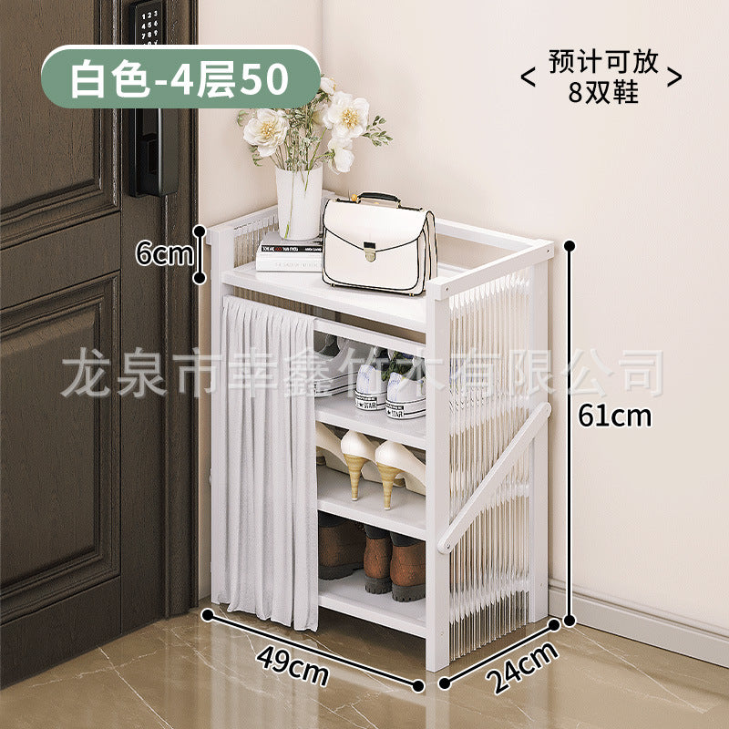 亚克力折叠鞋架小窄免安装防尘鞋柜家用门口多层出租房置物收纳架Acrylic folding shoe rack – compact, narrow, no assembly required, dust-proof shoe cupboard for home use; multi-tier storage rack for hallways and rented accommodation