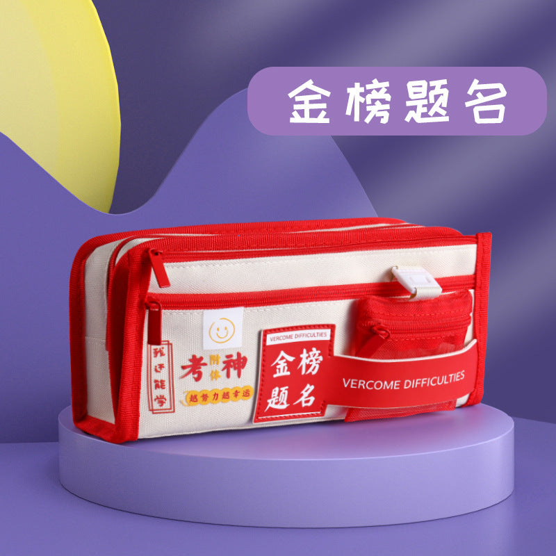 MOKA魔卡文具盒高颜值初中生网红帆布铅笔盒带零钱包创意双仓笔袋MOKA Magic Card Pencil Case: Stylish, Trendy Canvas Pencil Case for Middle School Students with a Coin Pouch—Creative Dual-Compartment Design