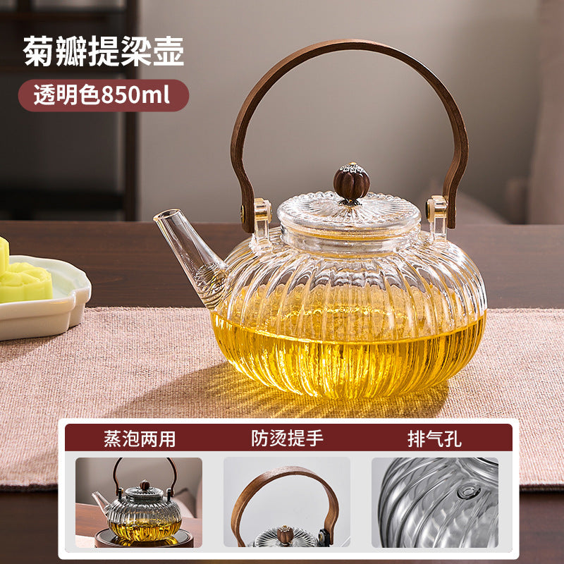 捷安玺家用电陶炉养生壶高硼硅玻璃创意泡茶壶茶水分离烧水煮茶壶Home-Use Ceramic Stove Health Teapot, High-Borosilicate Glass Creative Tea Pot, Tea-Water Separation Kettle for Boiling Water and Brewing Tea