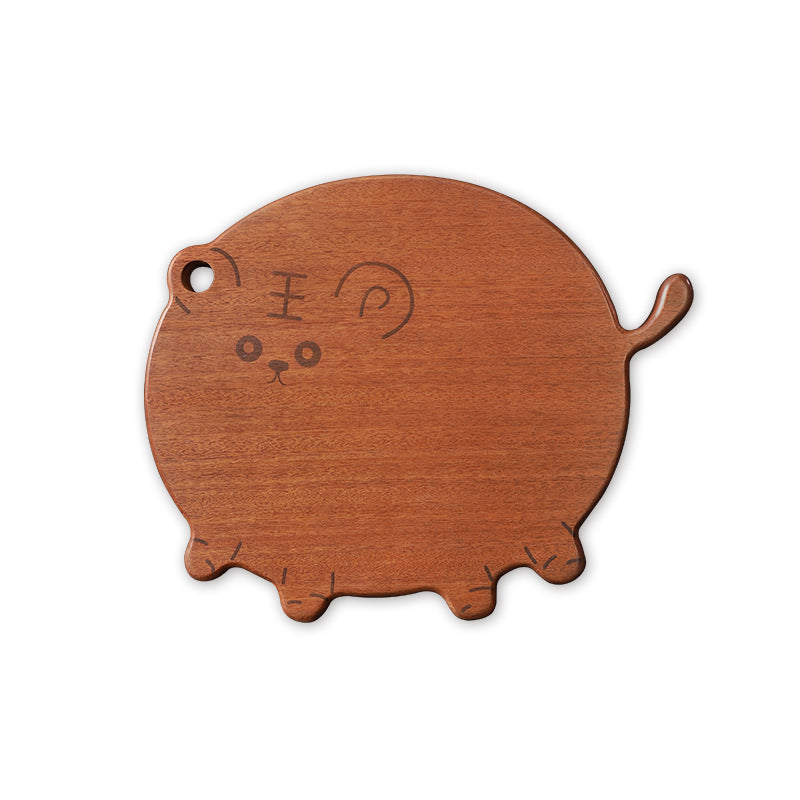 家逸圆圆虎料理板(小号整木）KAYI Cutting Board Ebony Chopping Board Serving Board Portable Round Tiger Shaped Design Board Solid Wood Small Size