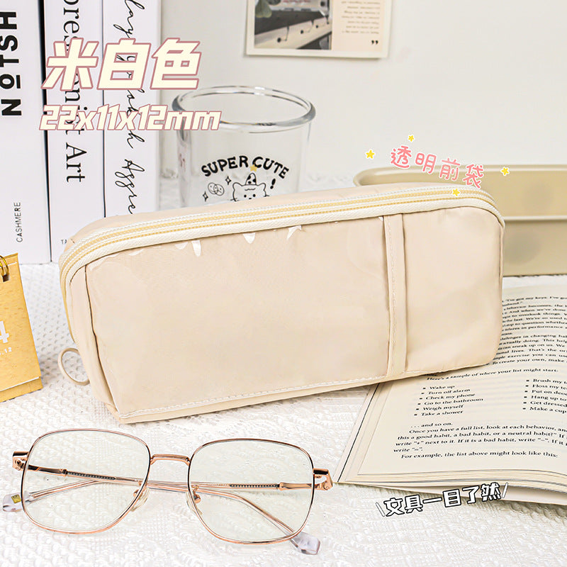 网红多层笔袋学生简约大容量枕头笔袋文具盒ins潮日系可爱少女Trendy Multi-Layer Pencil Case for Students: Simple, Large-Capacity, Pillow-Style Pencil Case, Stationery Case, Cute for Girls