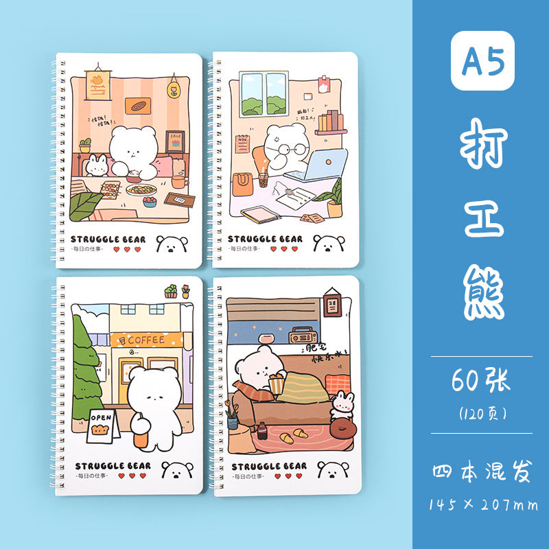 魔卡A5线圈本线圈横线本卡通学生文具记事本笔记本商务礼品活页 Magic Card A5 Spiral Notebook, Horizontal-Line Spiral Notebook, Cartoon-Themed Student Stationery, Notepad, Notebook, Business Gift, Loose-Leaf
