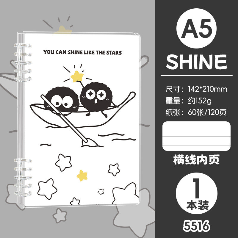高颜值卡通活页A5线圈本可爱学生B5手账笔记本文具日记本 Stylish Cartoon A5 Spiral-Bound Notebook, Cute Student B5 Planner, Notebook, Stationery, Diary
