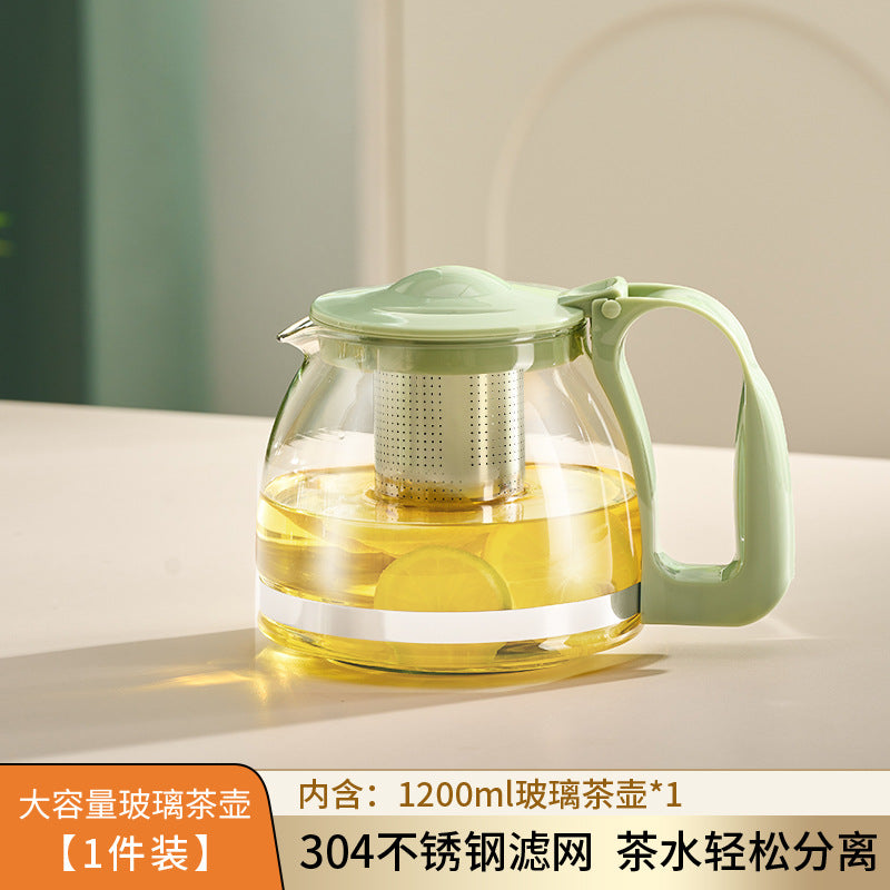 捷安玺家用办公耐热玻璃茶壶大容量冷水壶茶水分离304滤网泡茶壶GIANXI Large-Capacity Heat-Resistant Glass Teapot for Home and Office Use; Cold Water Jug with Tea-Water Separation and 304 Stainless Steel Filter; Tea Brewing Pot