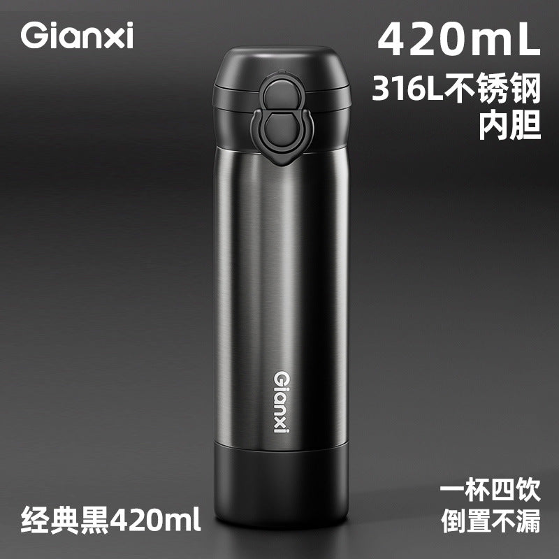 吸管保温水杯316L不锈钢保温杯女高颜值户外便携学生水杯 Insulated Water Bottle with Straw, 316L Stainless Steel, Stylish Outdoor Portable Student Water Bottle for Women