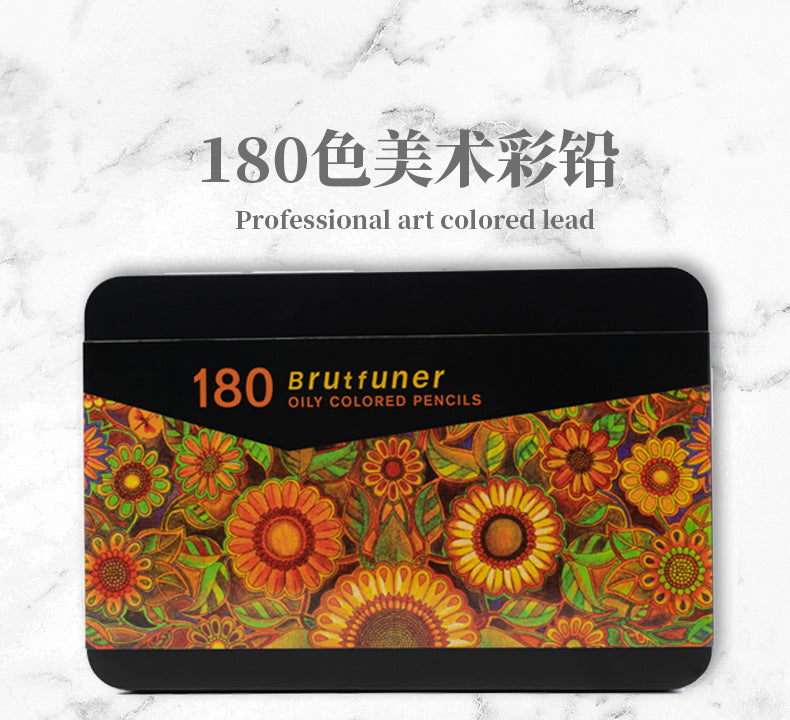 180色铁盒装油性彩色铅笔可定制木免削盒装铅笔180-colour oil-based coloured pencils in a tin; customisable wooden, self-sharpening pencils in a box