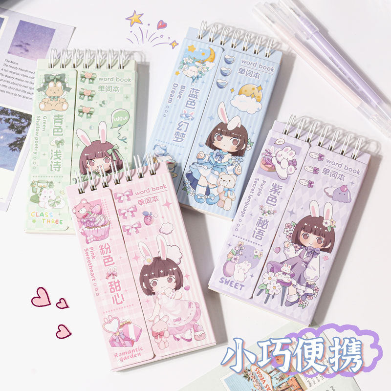 MOKA卡通女孩宇航员便捷携带本口袋可爱风线圈本学生用上翻单词本 MOKA Cartoon Girl Astronaut Portable Pocket-Sized Cute Spiral-Bound Notebook for Students—Flip-Top Vocabulary Notebook
