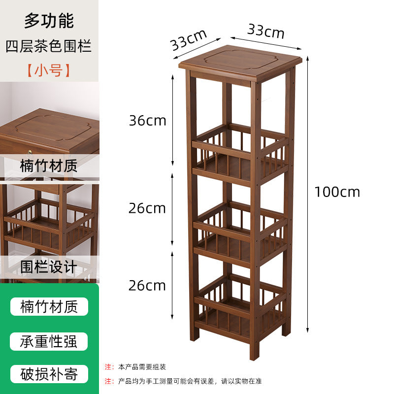 厨房置物架落地多层简易货架储物架子家用放置调料电饭煲橱柜楠竹Kitchen storage rack – freestanding, multi-tiered, simple shelving unit for home use; ideal for storing spices, rice cookers and kitchen cupboards; made from nan bamboo