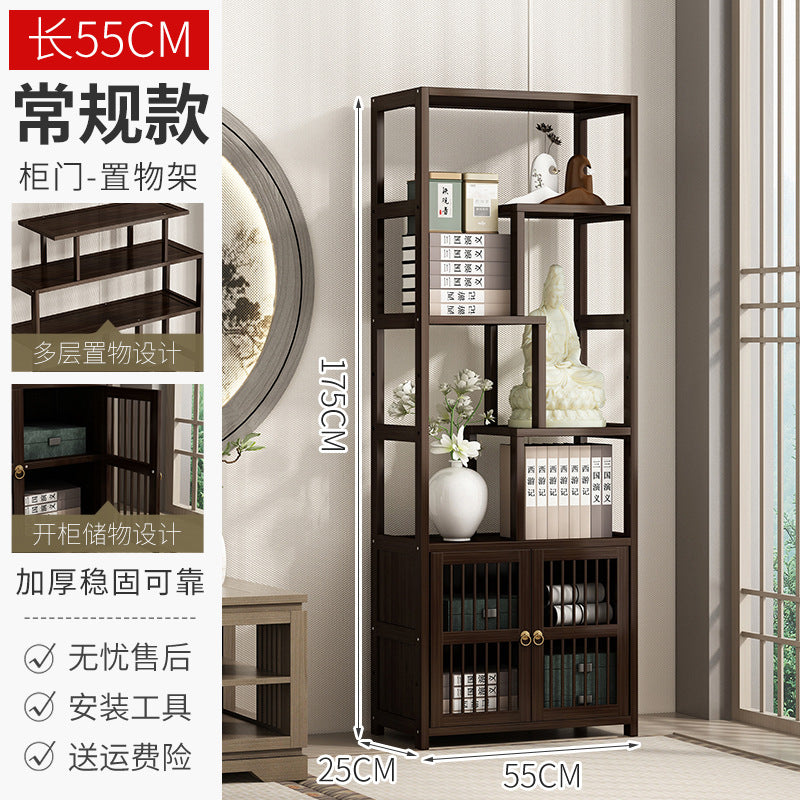 新中式博古架多宝阁 实木置物架客厅隔断展示柜古董摆件架New Chinese-style display cabinet, multi-shelf cabinet; solid wood shelving unit, living room room divider, display cabinet, antique ornament stand