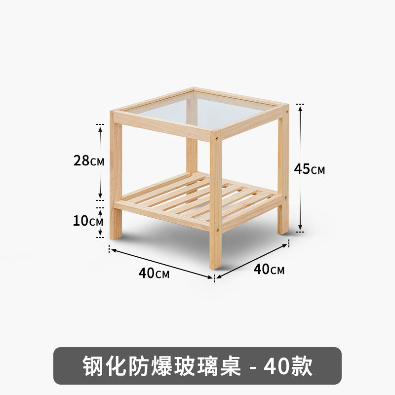简约风实木简约茶几小户型日式钢化玻璃矮桌子创意咖啡桌沙发边几Minimalist-style solid wood coffee table; compact Japanese-style tempered glass side table; creative coffee table; sofa side table