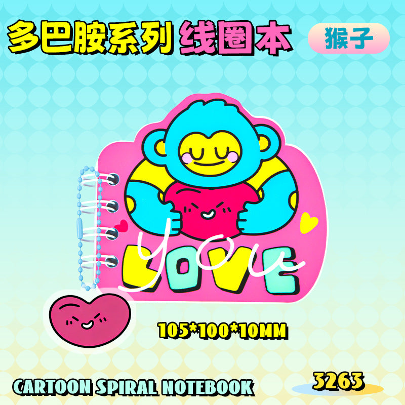 多巴胺卡通异形线圈本高颜值小学生侧翻笔记本硬壳加厚跨境记事本Dopamine-themed Cartoon Alien Coil-Bound Notebook: High-Quality Elementary School Student Side-Flip Notebook with Hard Cover and Thickened Pages—Cross-Border Notepad