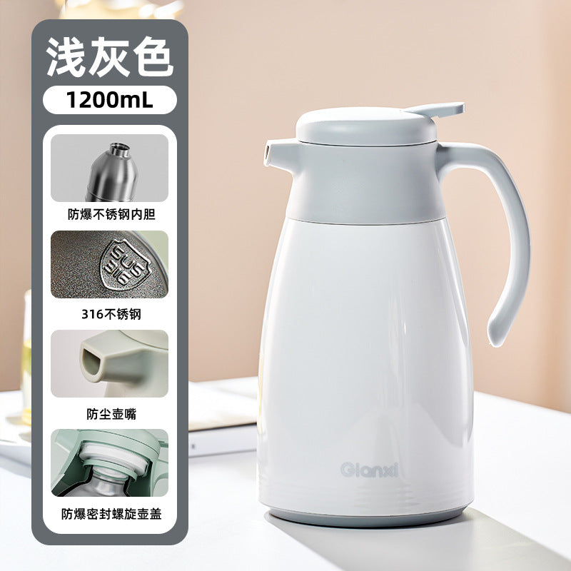 捷安玺升级款不锈钢保温壶高颜值大容量热水瓶家用办公宿舍暖水壶Stainless Steel Insulated Thermos Stylish, Large-Capacity Hot Water Bottle for Home, Office, and Dorm Rooms